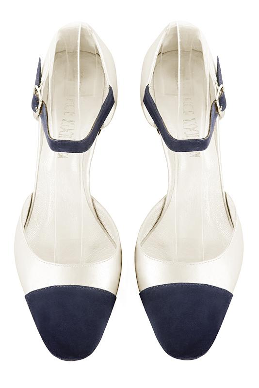 Chaussure femme brides bleu marine et blanc cass Chaussure